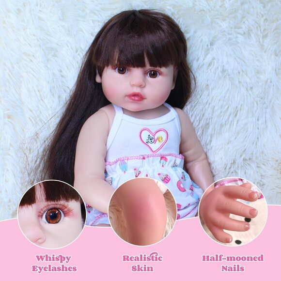 Lifelike Reborn Baby Dolls 18 Inch Sweet Real Life Realistic Newborn Full Cute - Picture 3 of 8